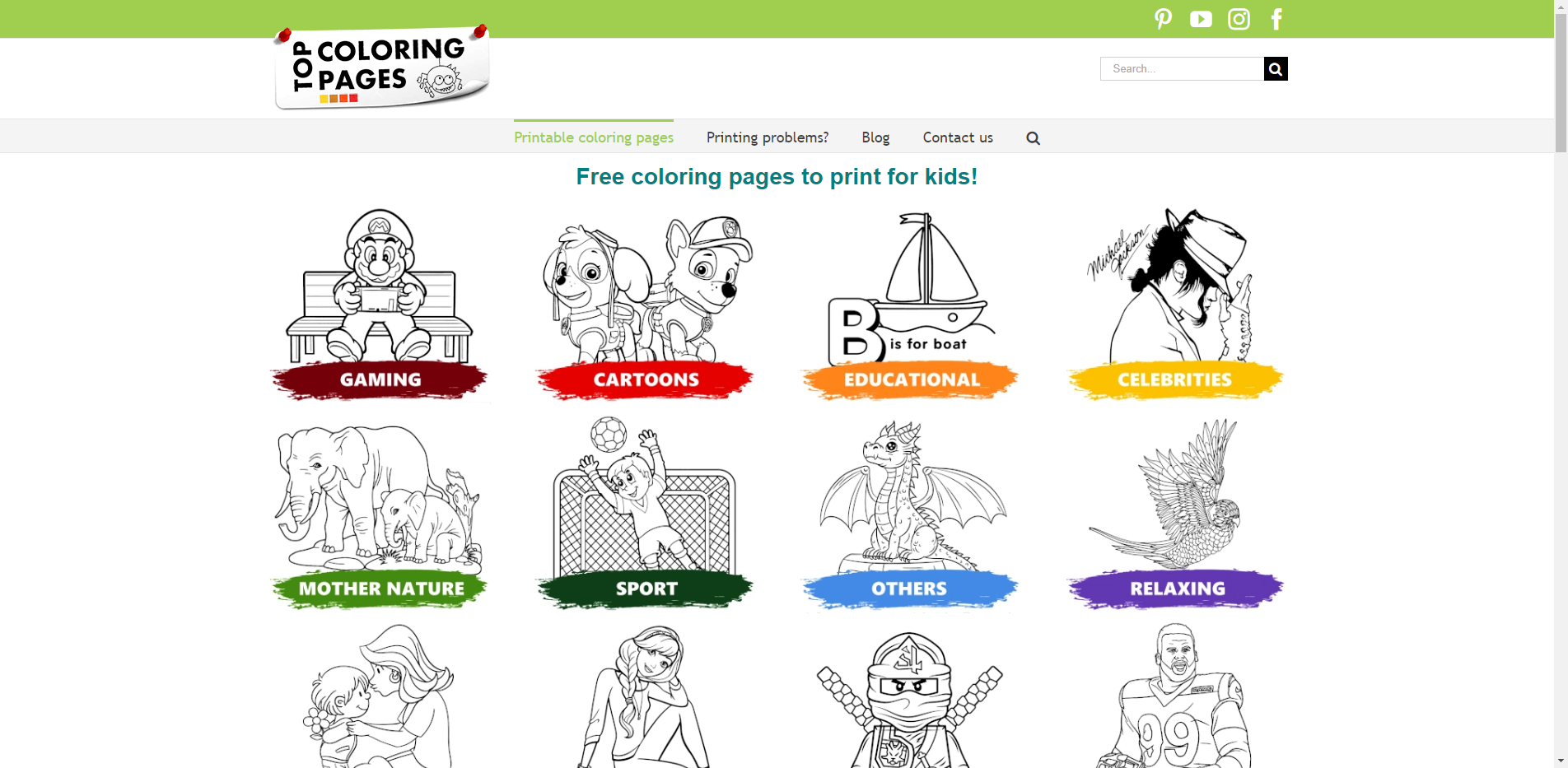 Top Coloring Pages - Collection of online coloring pages